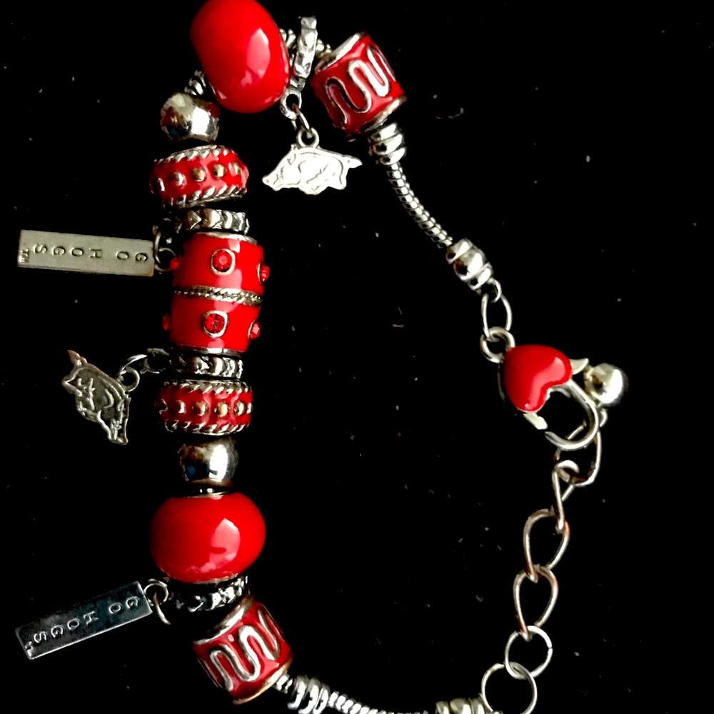 Pandora custom bracelet. Red and Silver
